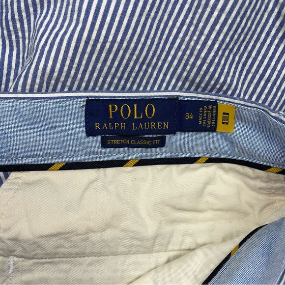 Polo Ralph Lauren Shorts Men's Size 34 Blue & White Stripe Seersucker Cotton - Picture 8 of 13